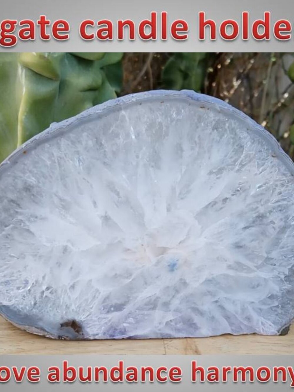 agate rock crystal candle holder 01 Love Abundance